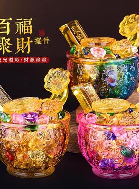 琉璃百福聚财缸摆件中式招财进宝桌面装饰多彩选择