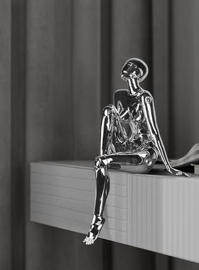 空山基机械姬女神摆件高级家居轻奢艺术装饰客厅桌面电镀人物雕塑