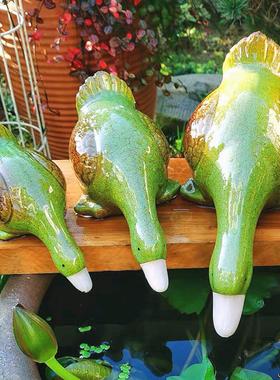 陶瓷喝水鸭子庭院假山石槽水池造景鱼缸室外鱼池现代简约装饰摆件