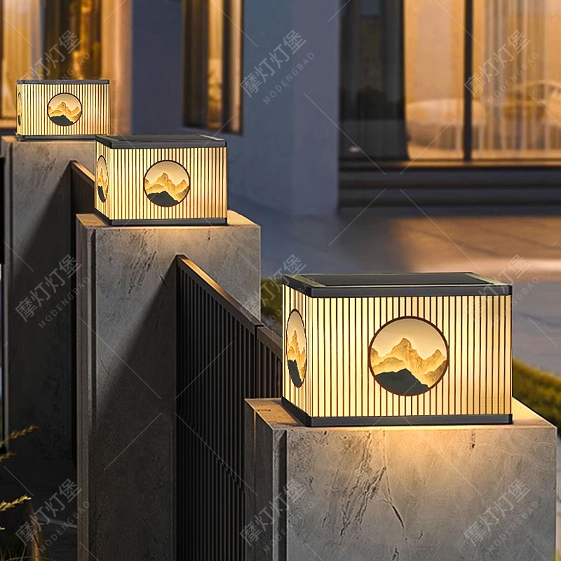 太阳能灯简约现代户外庭s院柱头灯围墙别墅花园大门门口防水墙头