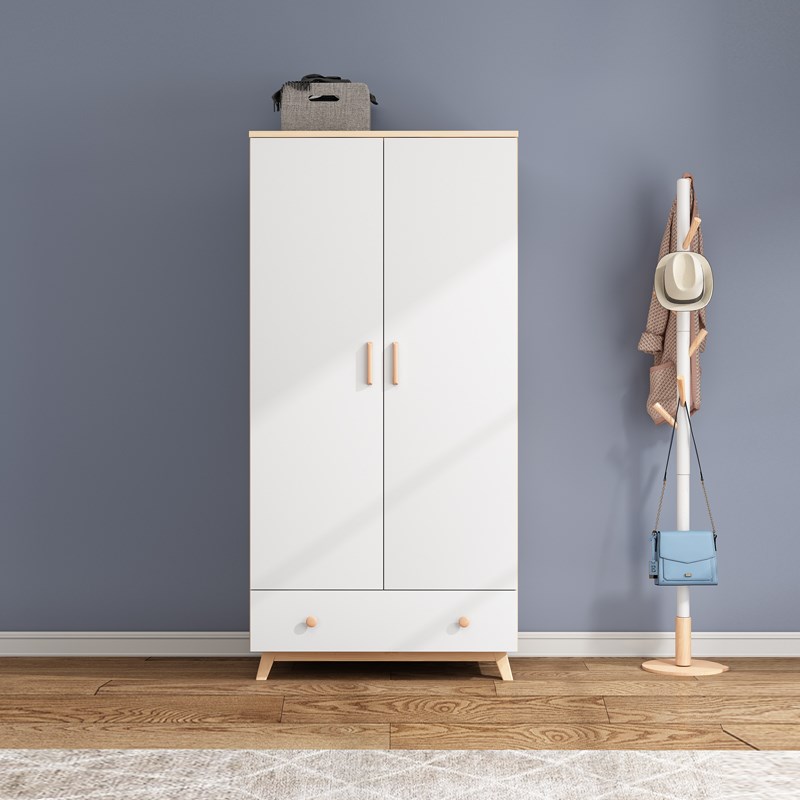 全实木衣柜现代简约原木三门衣柜家用卧室定制纯木松木儿童大衣橱