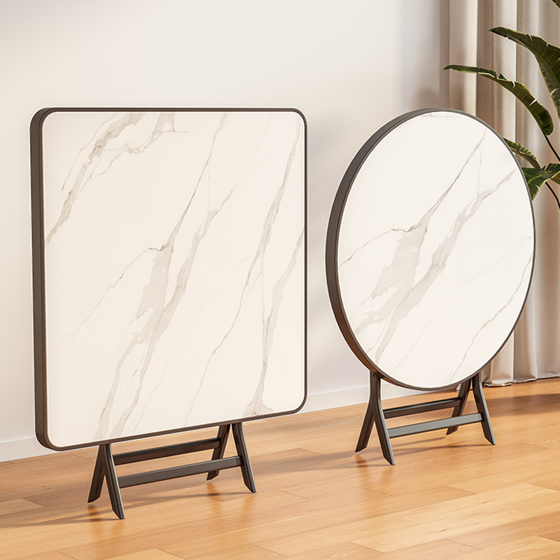 可折叠桌简易出租屋吃饭餐桌家用小户型阳台桌子便携式二人小圆桌