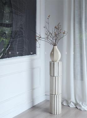 家居法式花架罗马柱装饰品艺术落地摆件客厅雕塑台花瓶立柱子