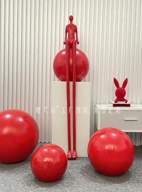 抽象长腿人物雕塑落地台摆件电视柜酒店大堂玄关商铺售楼处装饰品