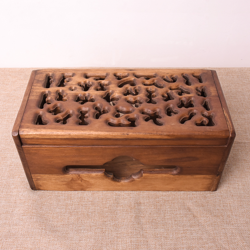 泰国进口实木集线盒电源线整理盒客厅插线板插排插座收纳盒集线器