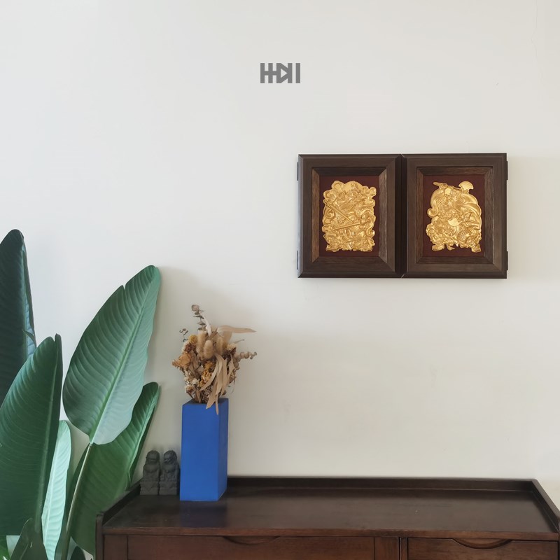 《门神》国风对开门电表箱电表盒遮挡水泥立体浮雕装饰画盖板相框