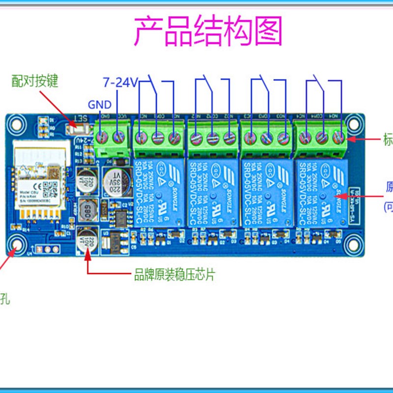 涂鸦智能通断器1-4路手机wifi远程控制继电器开关智慧生活WR4K-A