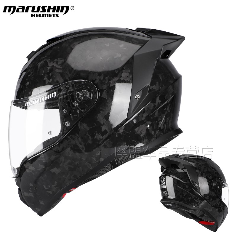 马鲁申B7双f镜片玻璃钢碳纤维全盔男女四季防风摩托车头盔机车