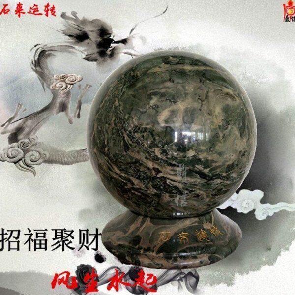 鼎信石业华安玉九龙璧玉石雕刻深绿色工艺品圆形时来运转装饰摆件