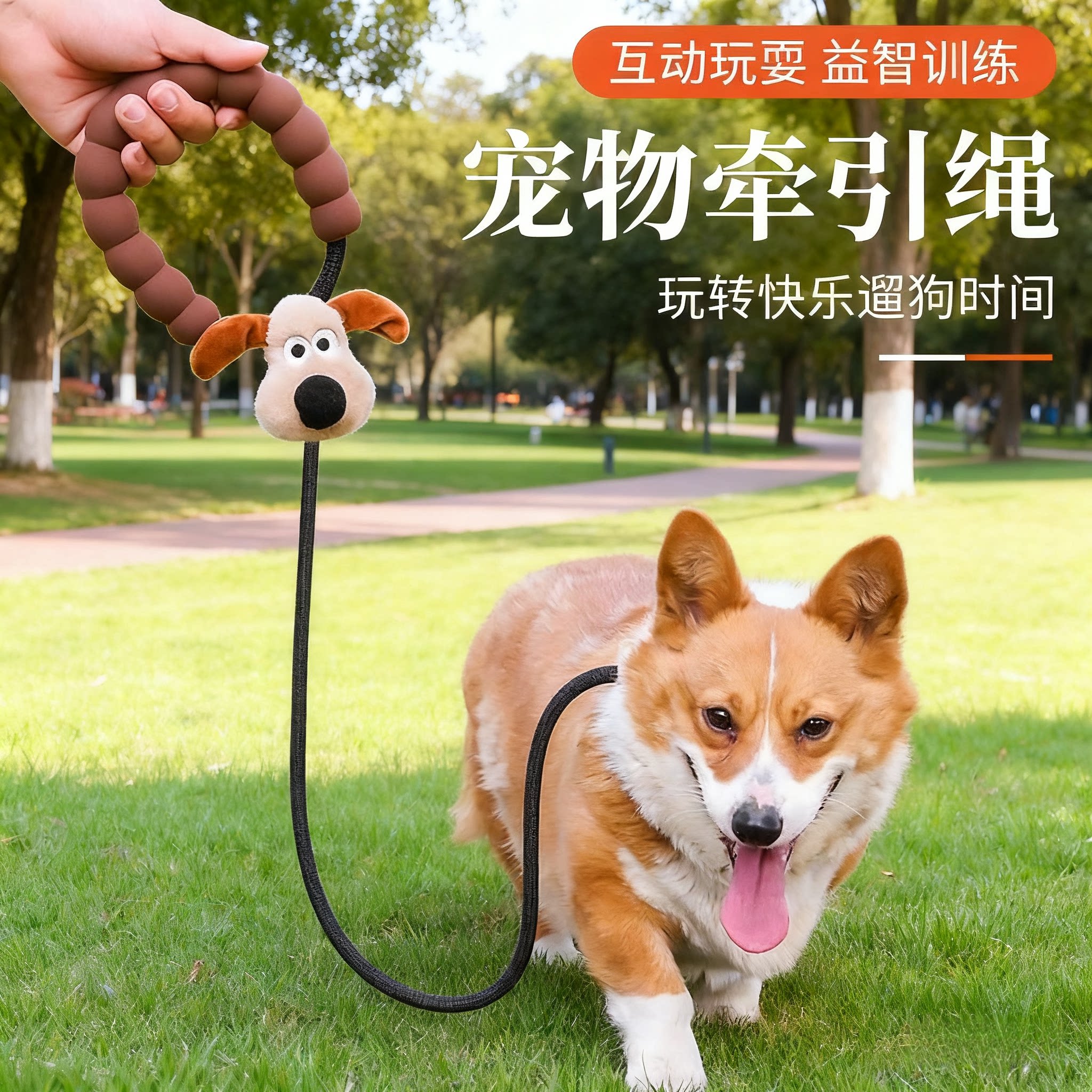 狗狗牵引绳防爆冲爆款DIY卡通遛狗绳子大型犬牵引绳狗狗牵引绳P绳
