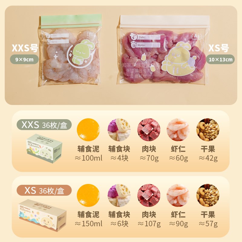 肉丝冷冻专用保鲜袋食品级抗菌辅食分装袋冰箱速冻收纳迷你密封袋