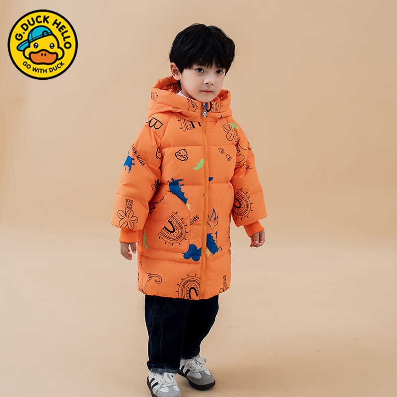 小黄鸭宝宝羽绒服2024新款男中小童中长款加厚婴幼儿女童冬季外套