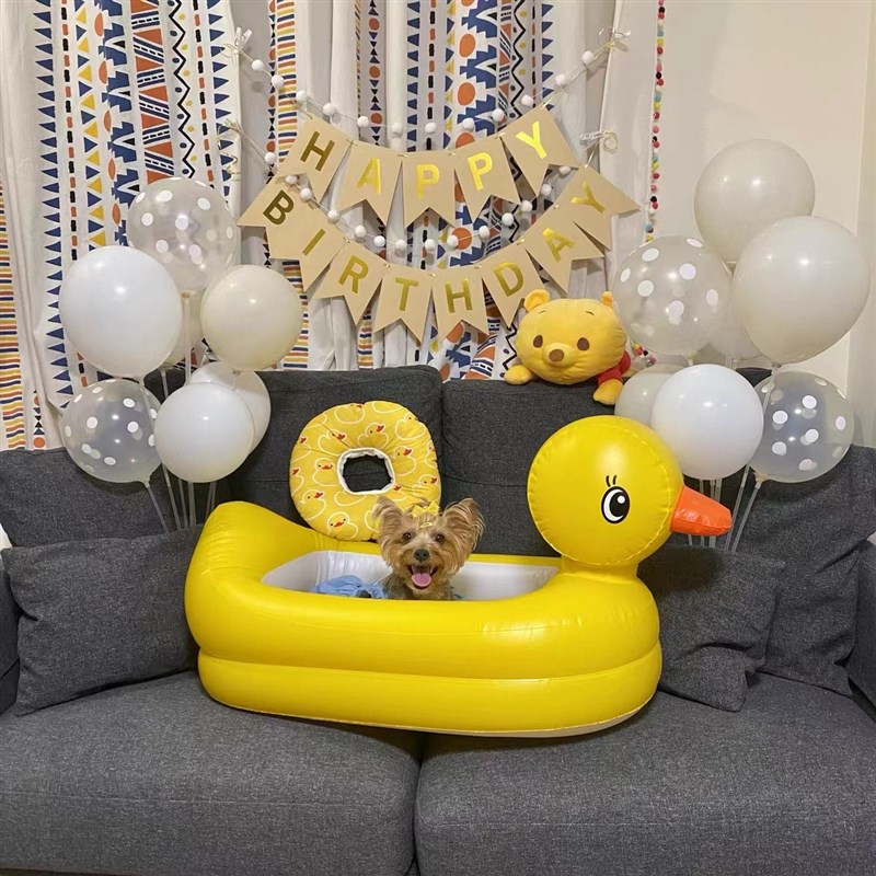 小黄鸭游泳盆加厚水上漂浮盆充气儿童游泳圈泳池玩具浮排浮床坐骑