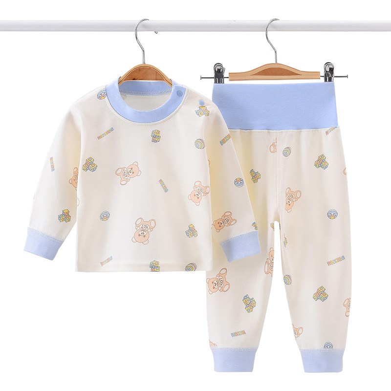 婴儿童秋衣秋裤家居服贴身打底高腰护肚分体纯棉睡衣套装春季冬天