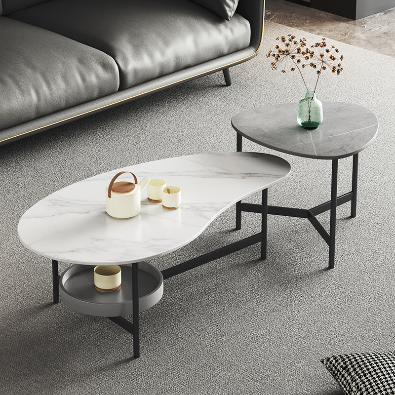 岩板茶几轻奢现代客厅家用极简办公室2024新款异形边几大小组合