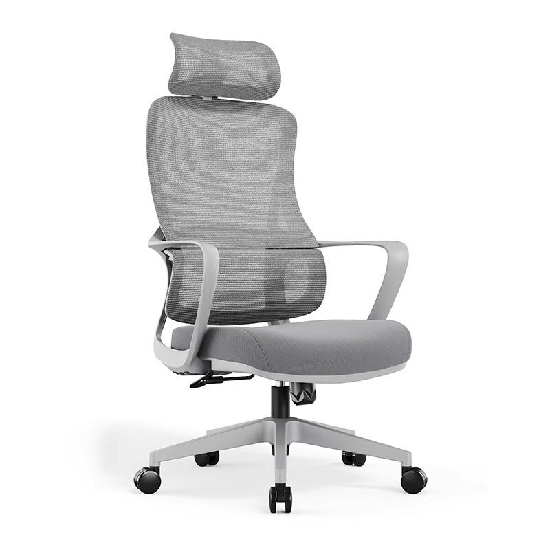 电脑办公椅职员椅高靠背灰色网布升降转椅公司舒适久坐办公室座椅