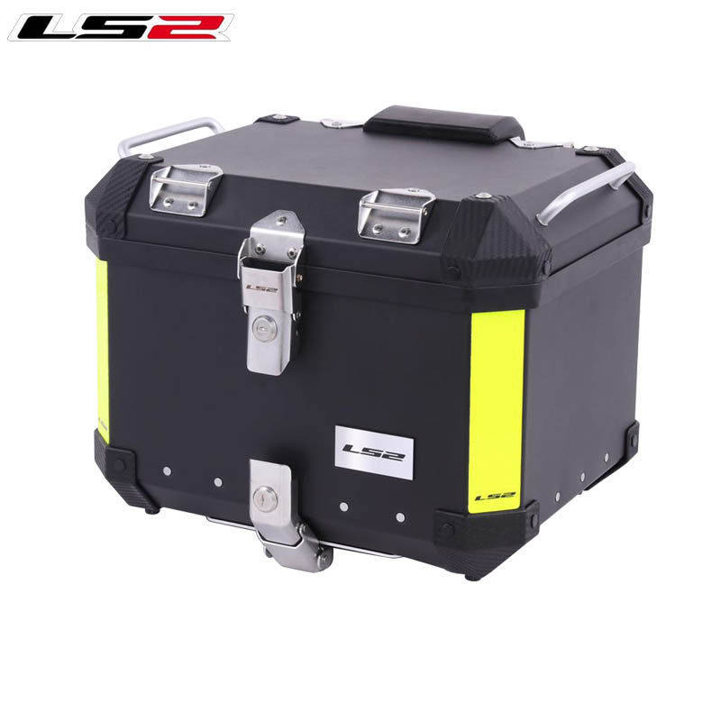 LS2摩托车尾箱后备箱铝合金靠背可拆卸加厚特大号边箱行李后备箱
