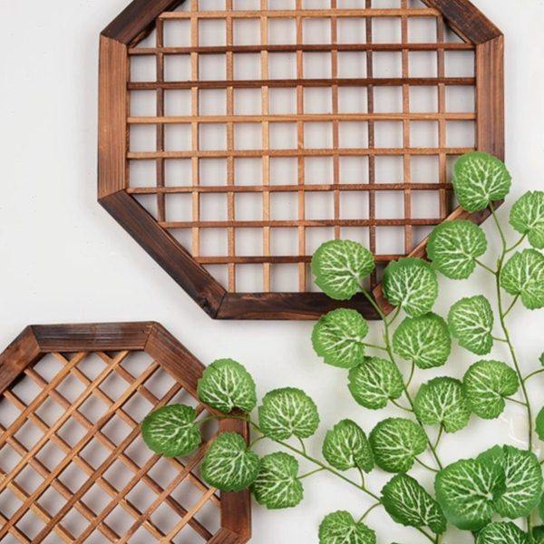 幼儿园实木壁挂田园风碳化防腐木网格挂架庭院阳台家居装饰摆件,家居饰品,壁饰,淘宝优惠券,粉丝福利购,淘宝优惠卷
