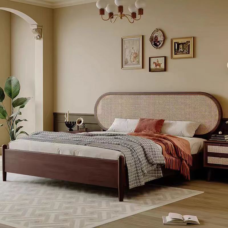 古藤编实木床诧寂风法式1.2米单小户型1.5m储物民宿北欧简约家具