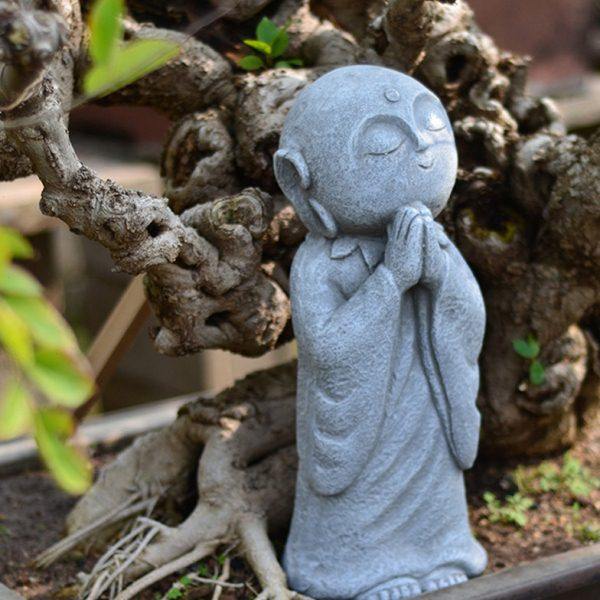 小和尚摆件大号沙弥盆景人物手工雕塑新中式庭院阳台花园禅意摆设