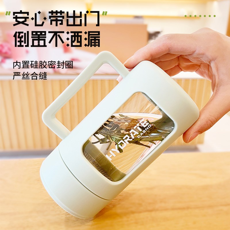 玻璃杯女2025新款高颜值水杯办公室带把手N双层耐高温防摔泡茶杯