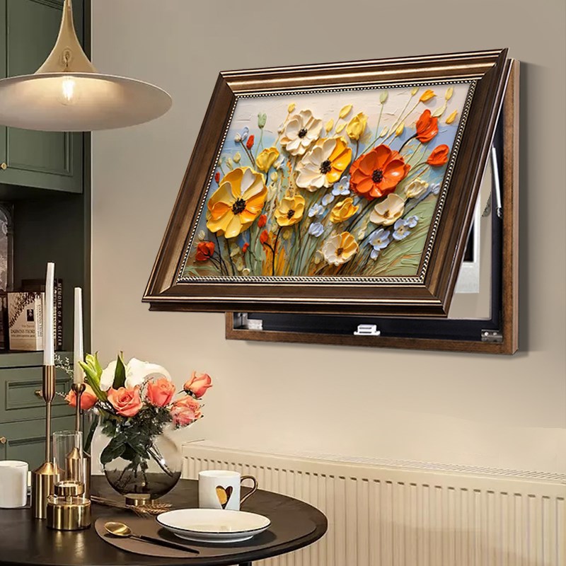 美式电表箱画遮挡装饰画手绘油画免打孔配电箱遮丑神器电闸盒挂画