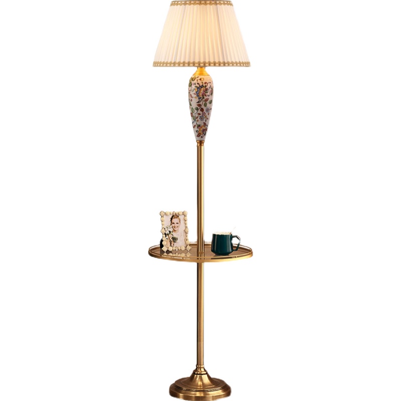 客厅落地灯简约现代卧室书房美式陶瓷置物欧式艺术床头装饰立灯