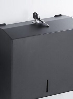 加大304不锈钢卷纸盒圆形壁挂酒店卫生间商用方形厕抽纸巾盒黑色