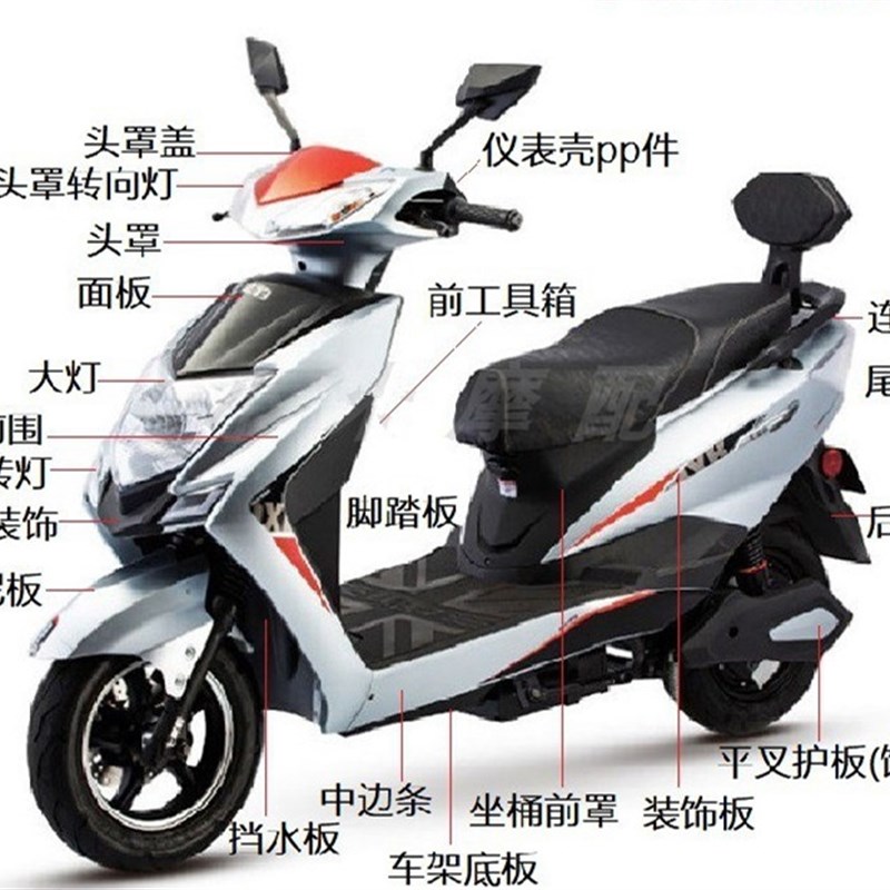 红运途航电动车塑件配件外壳灯具迅鹰电瓶车外壳小刀雅迪台铃壳子