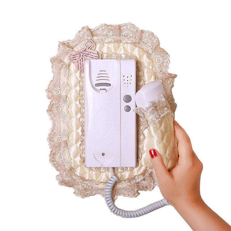 门铃套防尘罩 装饰墙贴布艺保护套 欧式刺绣蕾丝对讲机可视电话罩