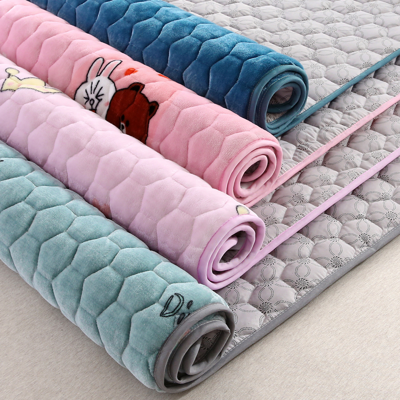 A类抗菌牛奶绒床垫软垫家用加绒保暖床褥子法R兰绒防滑被褥铺底