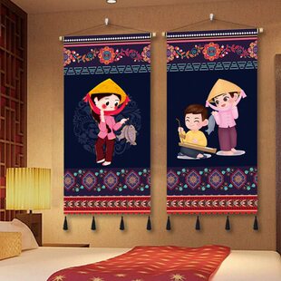 京族布艺挂画民族风民宿客栈墙壁装饰画酒店餐厅包厢氛围布艺画