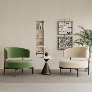 北欧创意单人小沙发休闲椅客厅休息区酒店售楼处洽谈接待桌椅组合