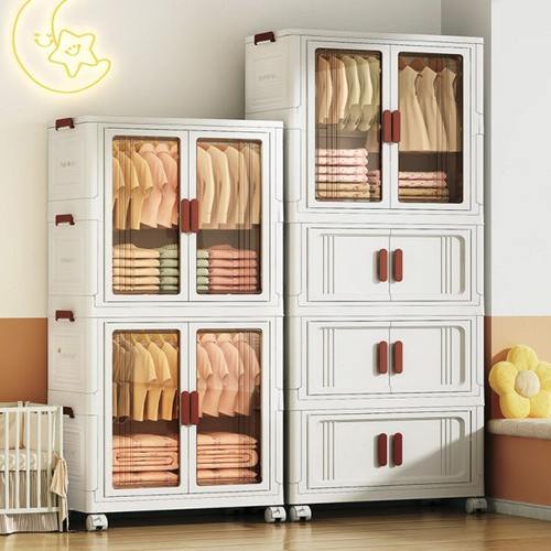 免安装家用收纳储物柜卧室客厅双开门可折叠收纳衣柜室内多功能箱