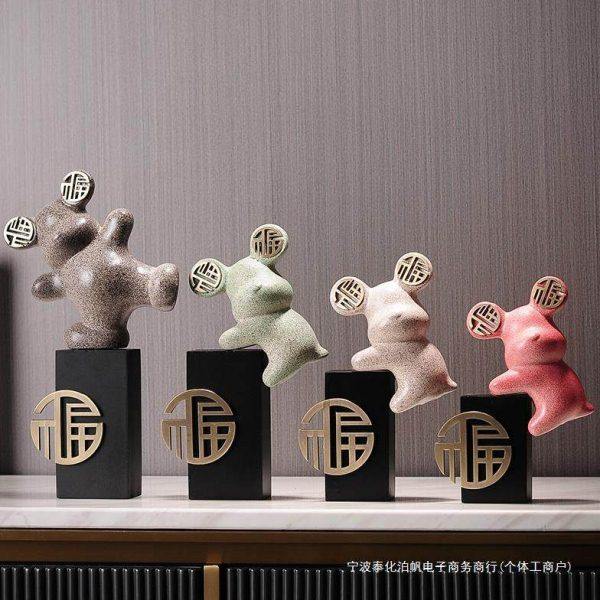 福字熊电视柜装饰品摆件家居客厅轻奢酒柜茶几摆设乔迁礼物,饰品/流行首饰/时尚饰品新,摆件,淘宝优惠券,粉丝福利购,淘宝优惠卷