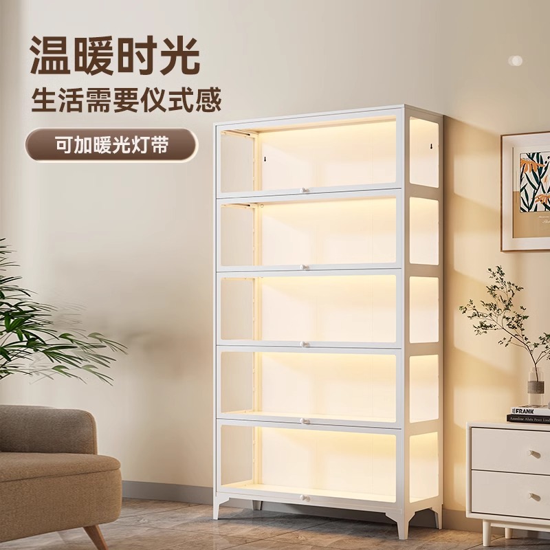 家用钢制书架带玻璃门儿童防尘书柜客厅储物柜收纳柜铁艺置物架子