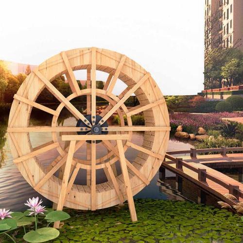 大水车户外景观防腐木水车园林公园庭院木制水车旋转商场摆件水车