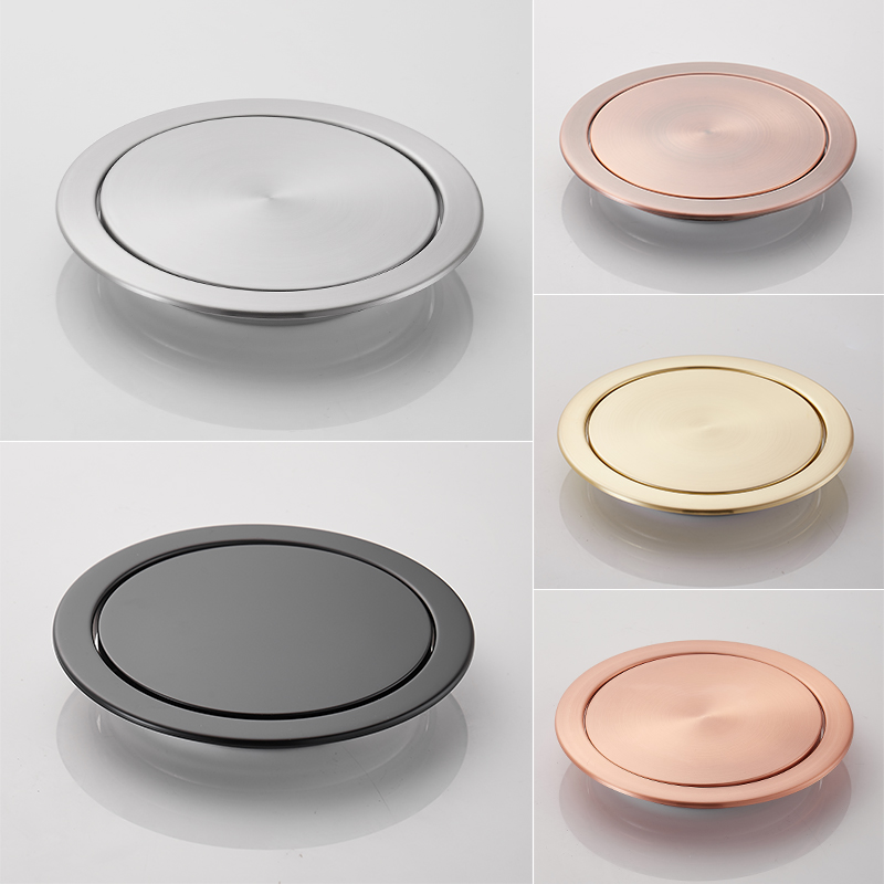 厨房垃圾桶盖台面隐形装饰盖嵌入式不锈钢圆形摇盖V家用卫生间翻