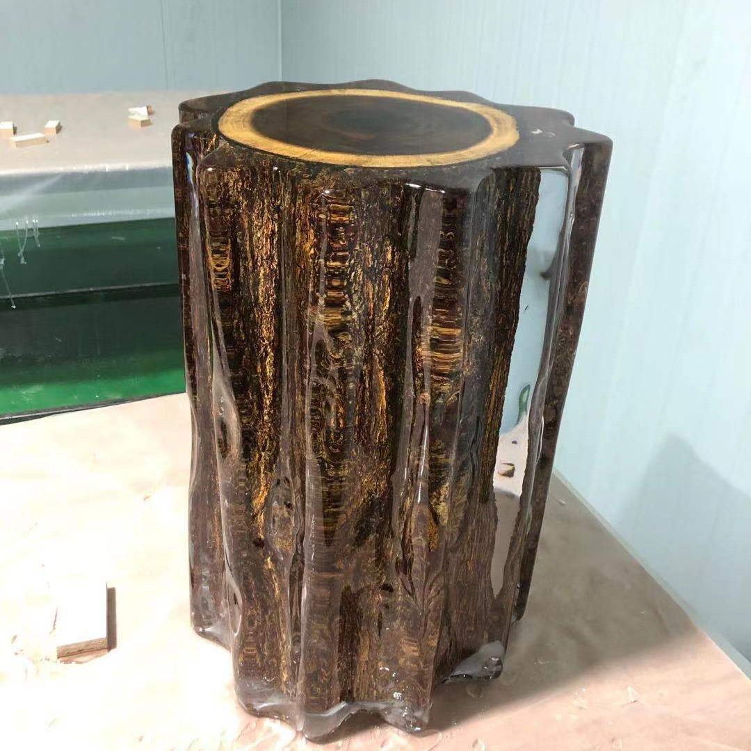 水晶墩软装饰品铂晶墩子木墩子环氧透明树脂墩子坐凳亚克力家具