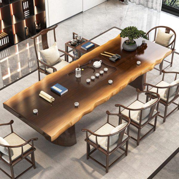 新中式茶桌家用带茶盘全实木茶桌椅组合公室自然边大板泡茶桌椅,商业/办公家具,茶台/茶桌,淘宝优惠券,粉丝福利购,淘宝优惠卷