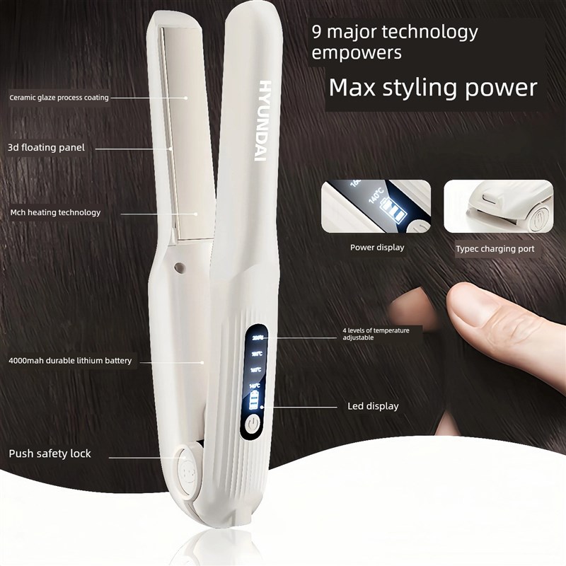 现代无线夹板直发卷发铁双u重用途造型负离子小拉直板夹卷发神器