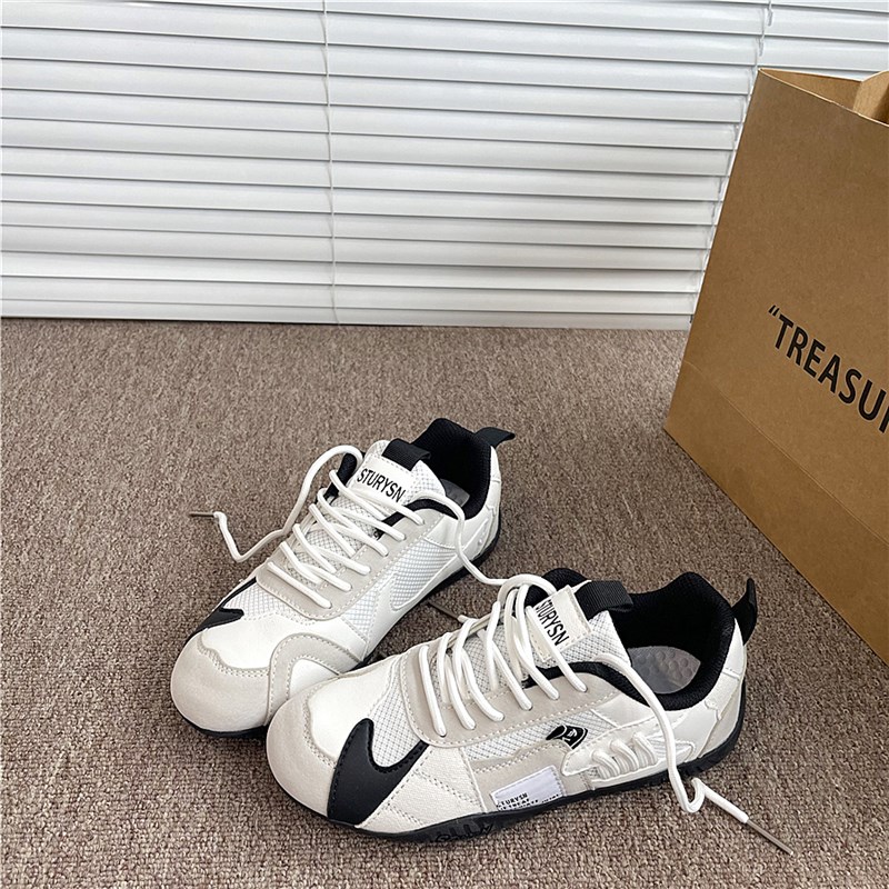 黑色情侣赛车鞋男德训鞋女潮2025新款夏季网面透气百搭运动阿甘鞋