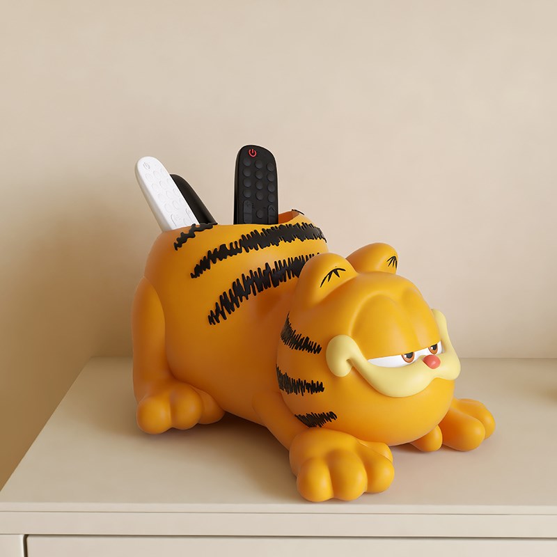 加菲猫周边客厅桌面遥控器笔筒多功能收纳盒搬家生日礼物装饰摆件