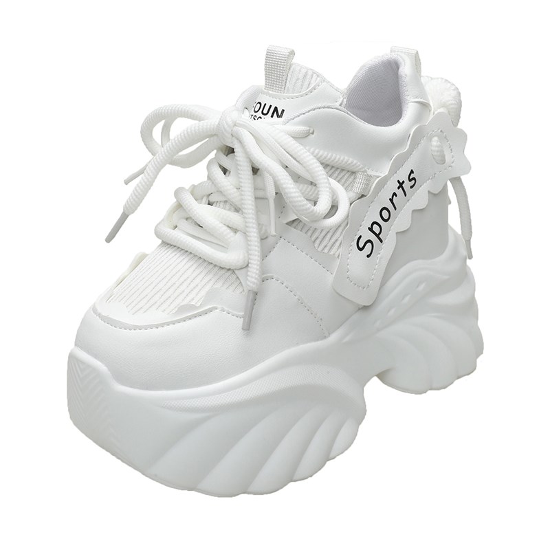 10cm松糕厚底老爹鞋女春秋小个子增高2025新款黑色百搭休闲运动鞋