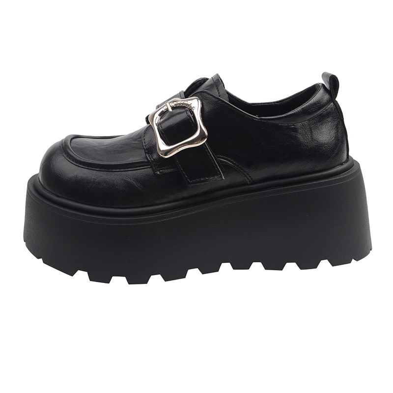 英伦覆古厚底增高小皮鞋女夏季百搭黑色单鞋2025新款玛丽珍松糕鞋