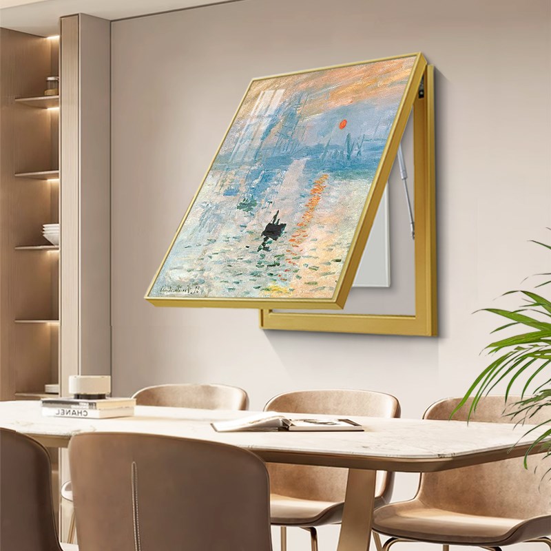 莫奈油画 画电表箱装饰画 画竖款遮挡电闸盒配电箱挂画 画轻奢高