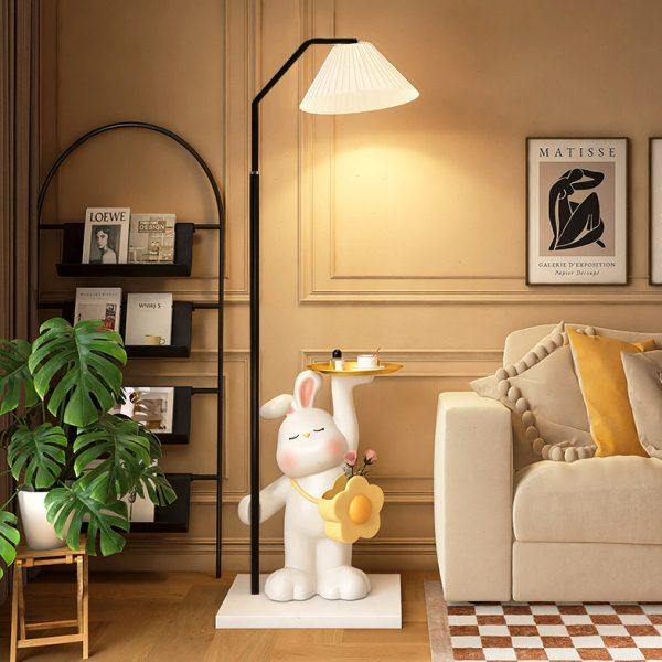 卡通落地灯床头柜一体大白兔客厅儿童房卧室沙发边几电视柜旁摆件,家居饰品,落地摆件,淘宝优惠券,粉丝福利购,淘宝优惠卷