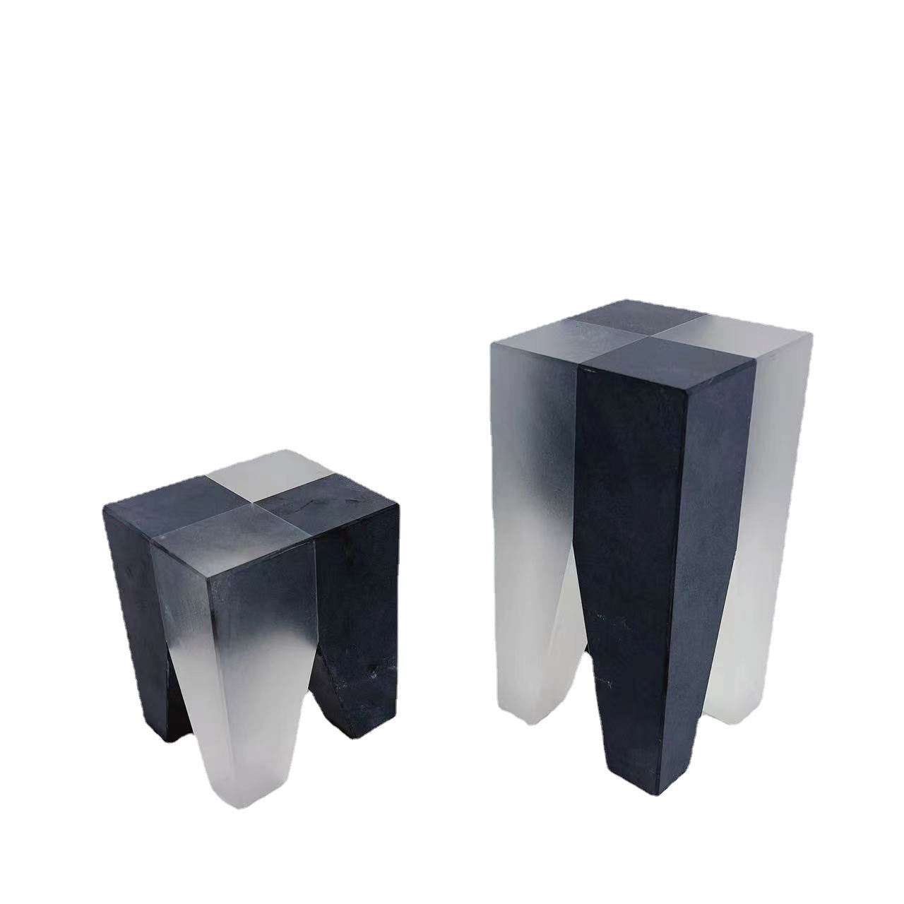 现代样板房磨砂水晶玻璃凳子摆件创意软装售楼部客厅电视酒柜装饰