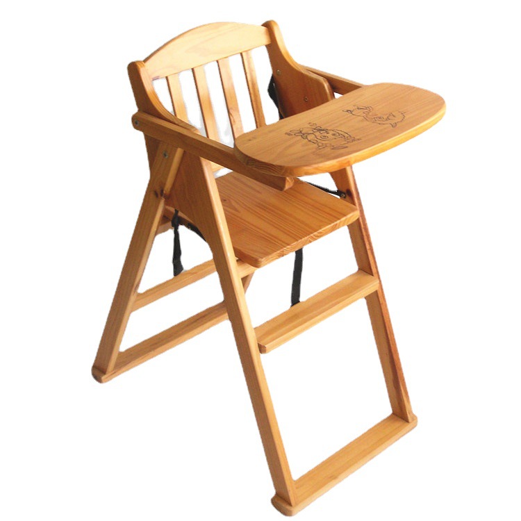 宝宝喂饭椅结实橡胶木儿童折叠餐椅小孩吃饭凳子饭店儿童就餐椅