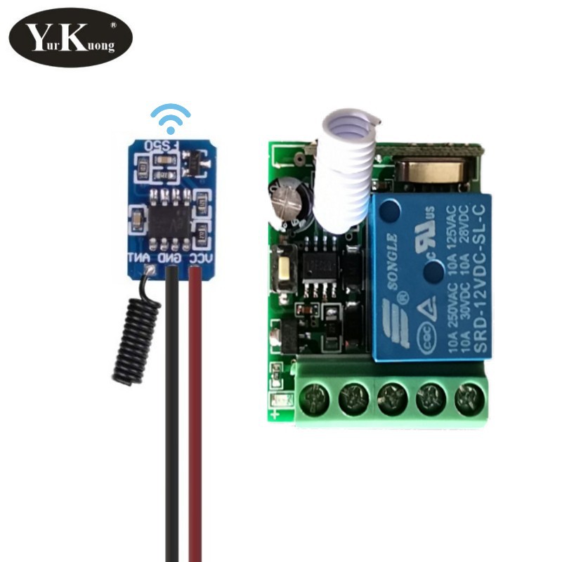 上电发射信号遥控板DC 12V单接收器学习型常开常闭公共315 433